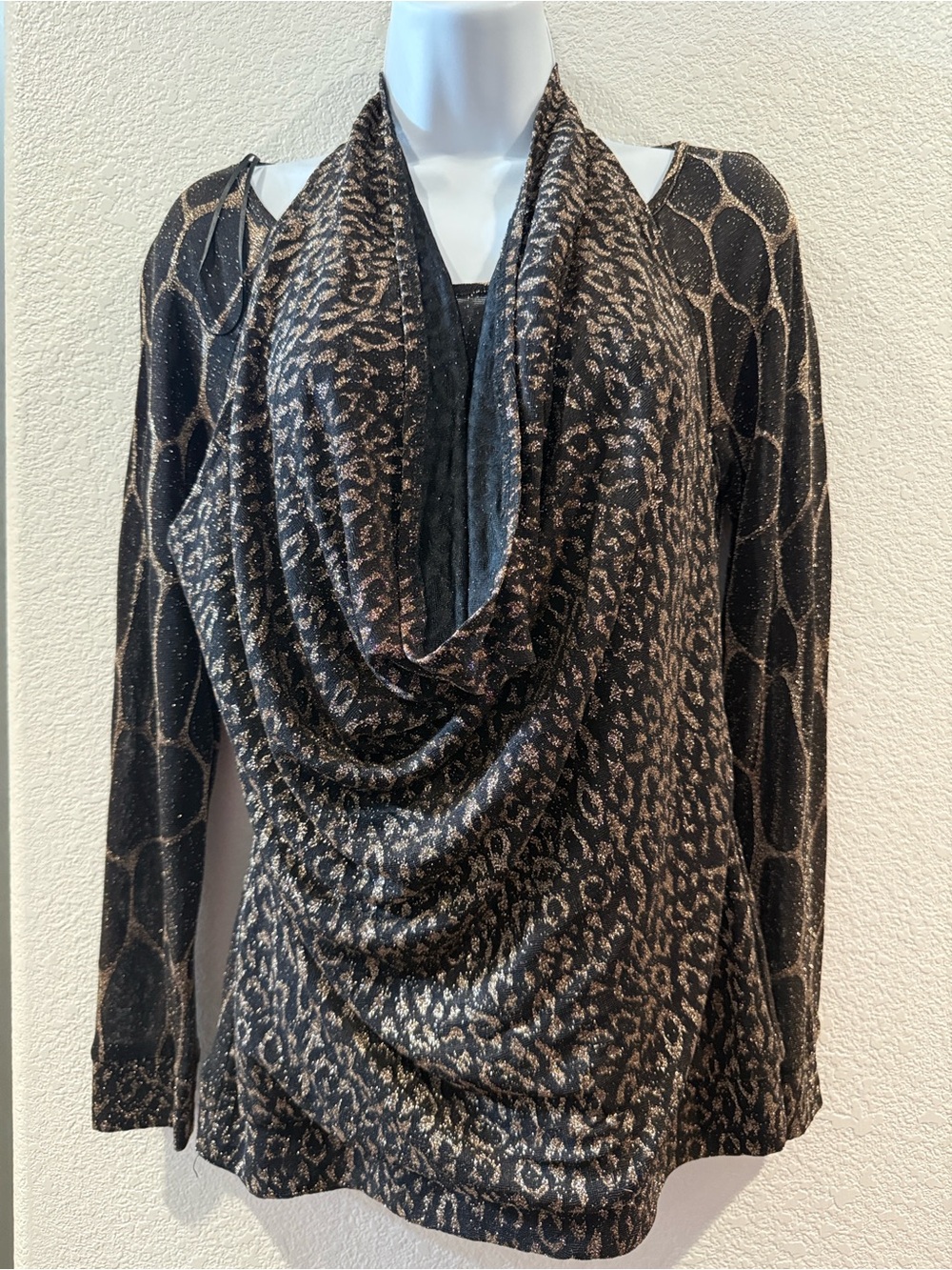Fendi Black & Gold Metallic Cowl Neck Sweater